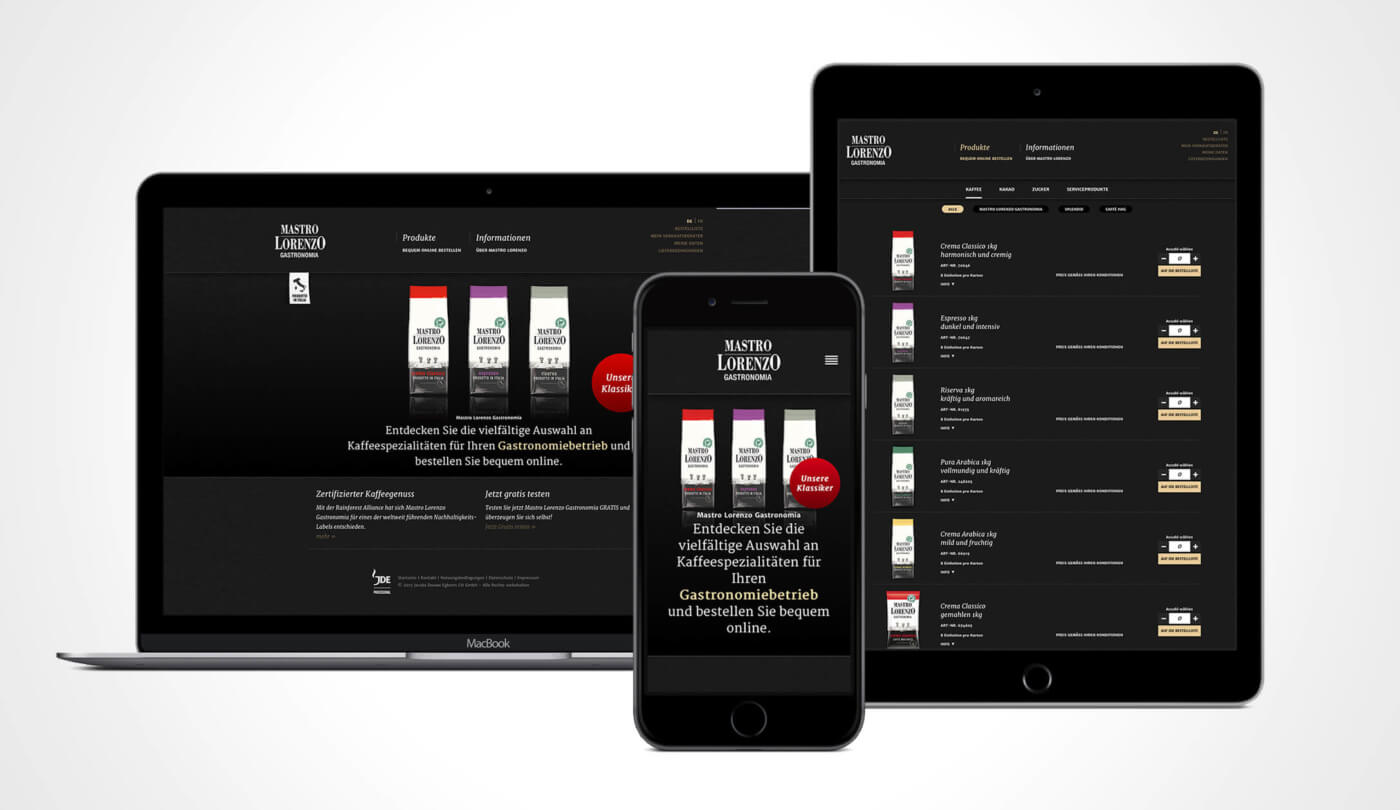 Der Onlineshop von JDE Professional auf diversen Devices