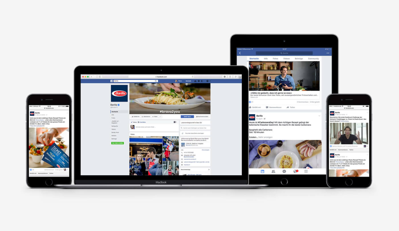 Facebook-Posts und Social Ads zur Barilla-Kochshow