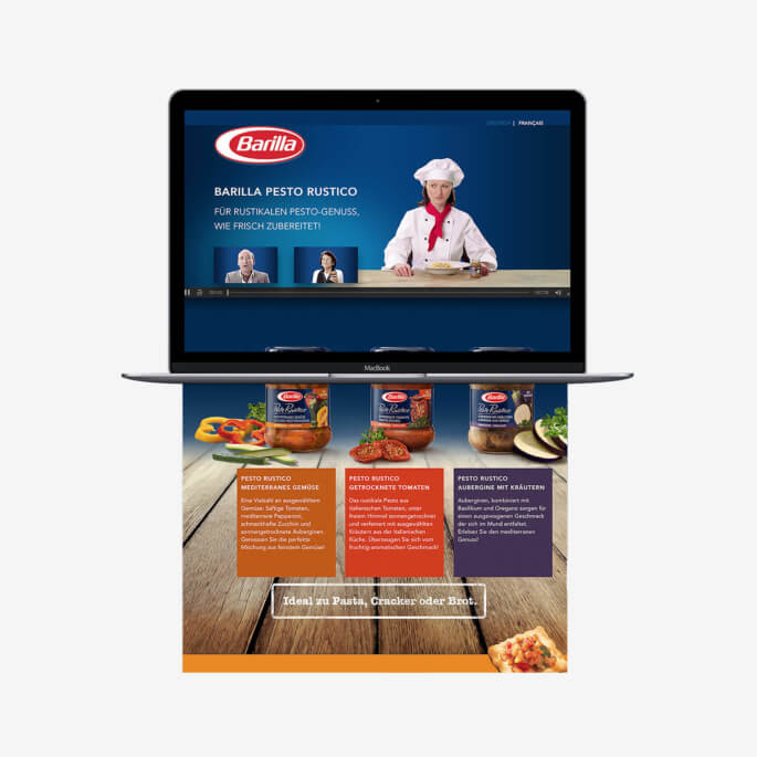 Barilla Pesto Rustico Webseite mit Headerfilm