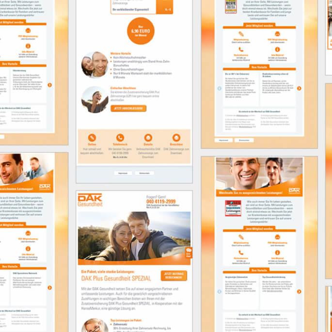 Verschiedene Landingpages für DAK-Gesundheit