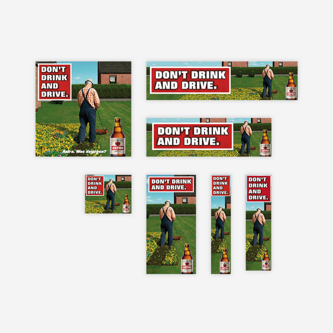 Astra-Banner „Don’t drink and drive“ in vielen Formaten