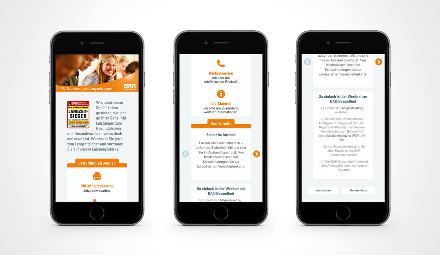 Adaption der Website auf Smartphone-Format