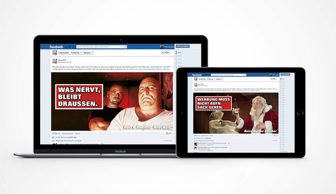 Astra-Bannerblocker auf Facebook