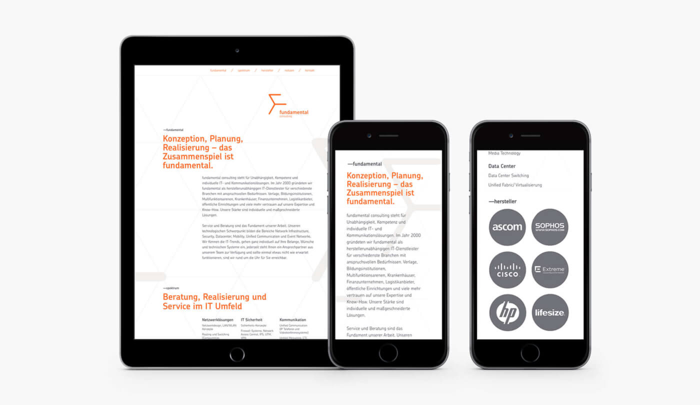 Web-Auftritt von Fundamental auf mobile Devices