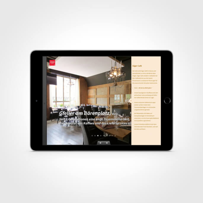 Ansicht eines Cafés in der SKR Vertriebs-App