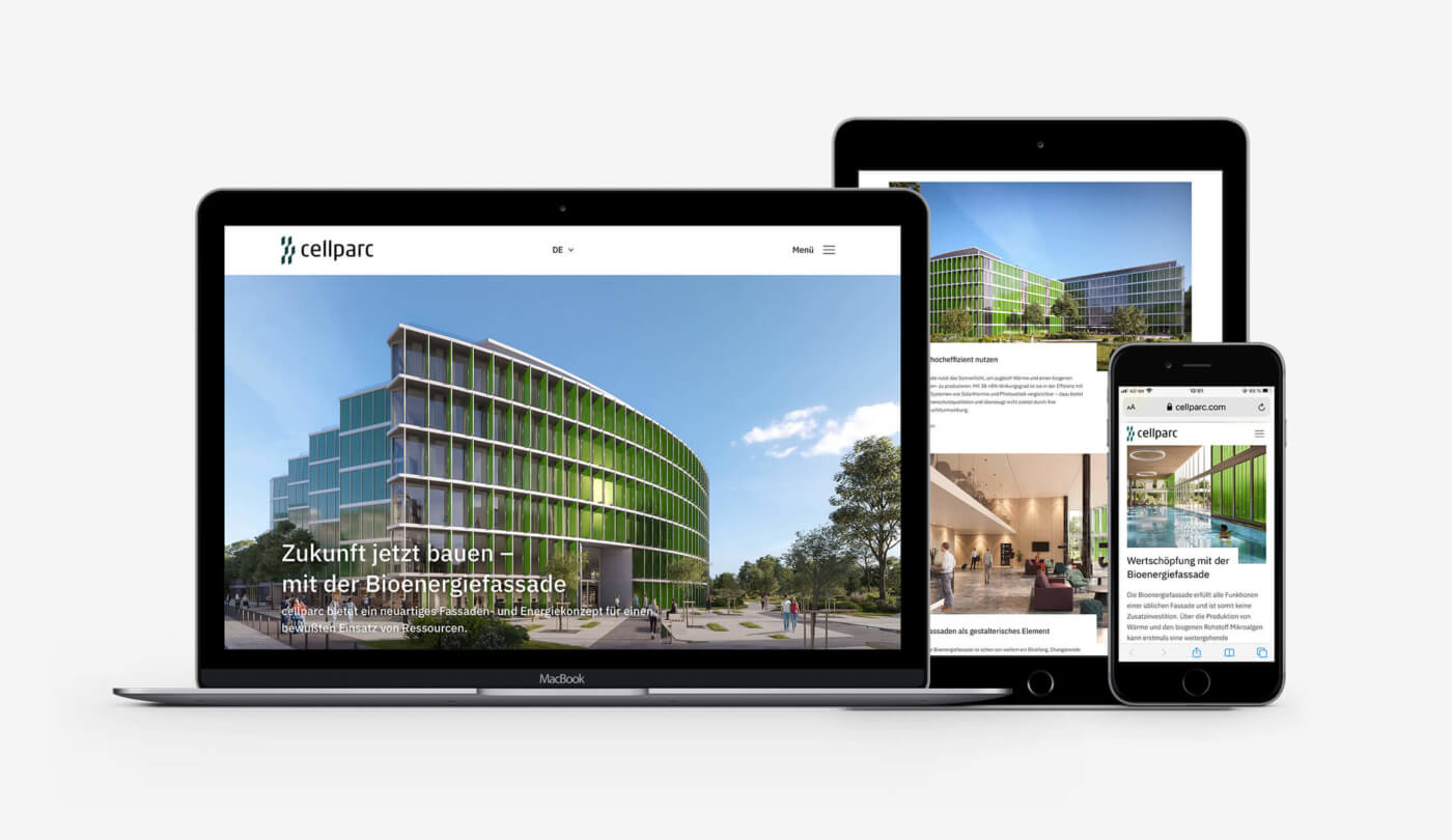 Der neue Webauftritt von cellparc auf mehreren Devices