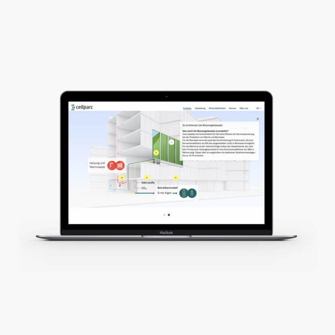 Die Bioenergie-Fassade auf der cellparc Homepage