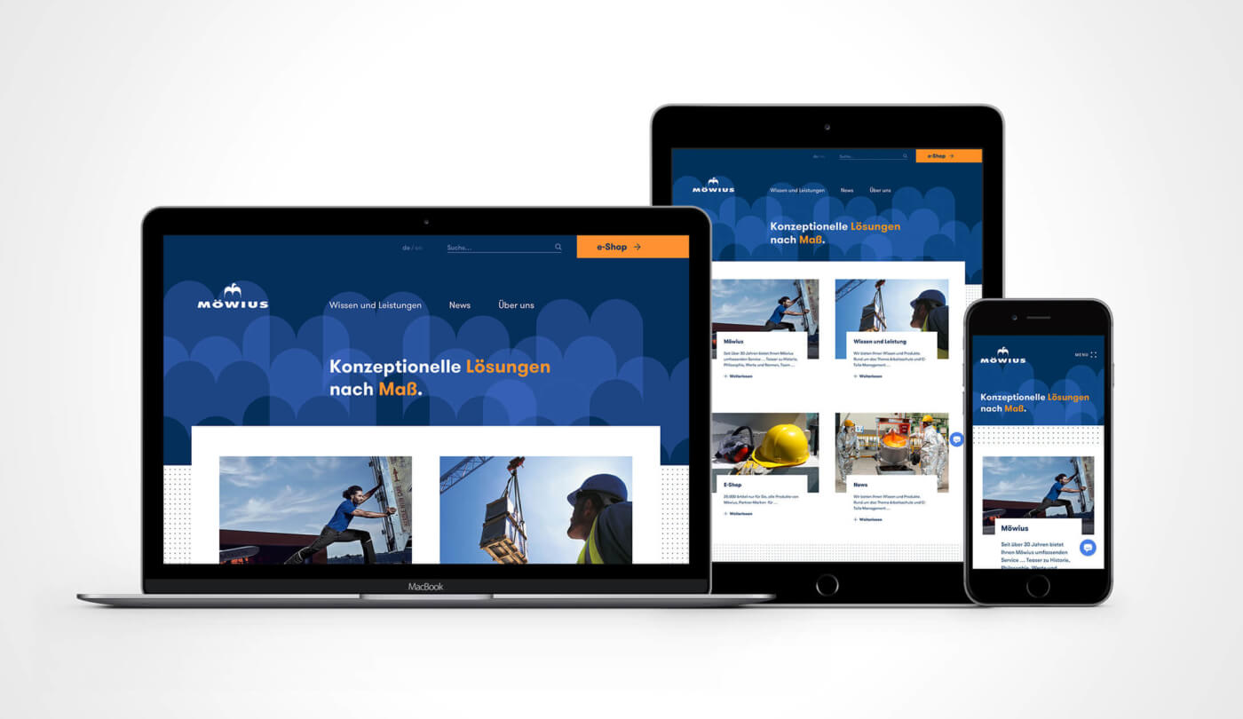 Die neue Möwius Unternehmens-Website von DRID auf mehreren Geräten