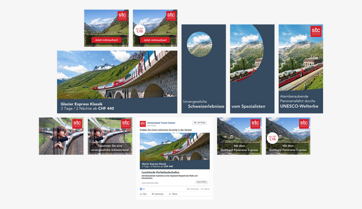 Banner in vielen Formaten für Reisen mit dem Glacier Express Klassik