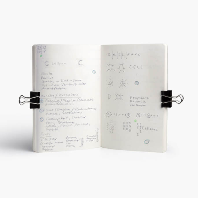 Skizzenbuch mit Logo-Scribbles