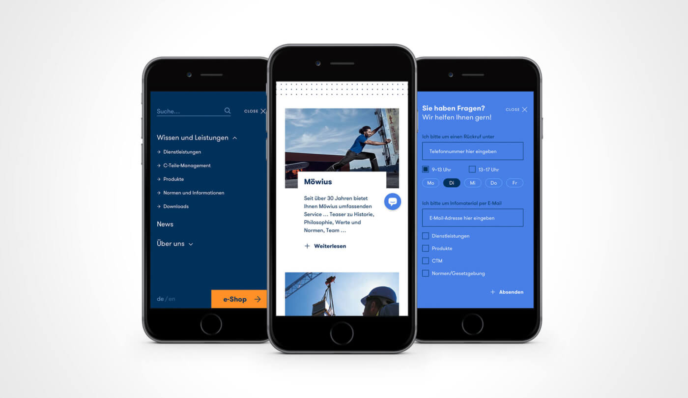 Die Möwius-Website auf dem Smartphone