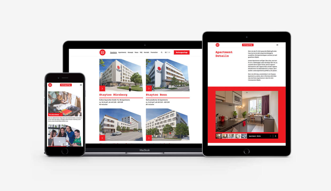 Neu gestaltete Unterseiten der Staytoo Website