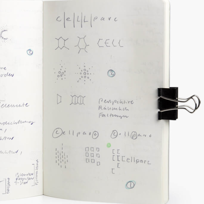 Der erste Ansatz für das spätere cellparc-Logo