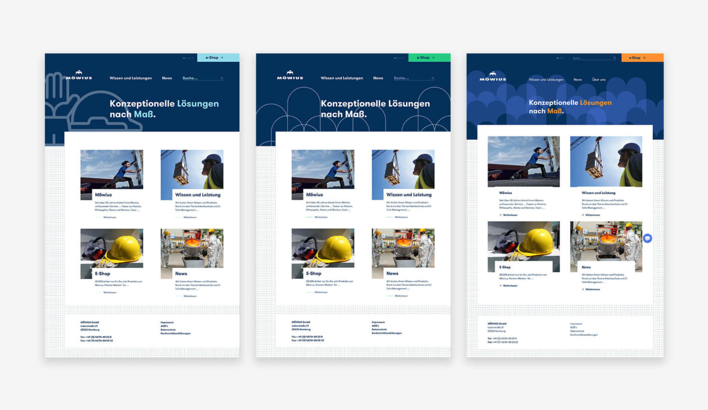 Website mit alternativen Header-Optiken