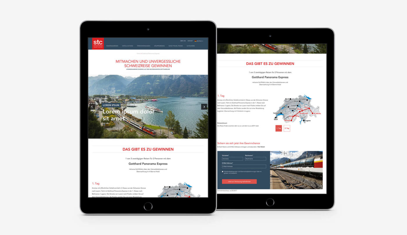 Eine Online-Gewinnaktion für stc Switzerland Travel Centre