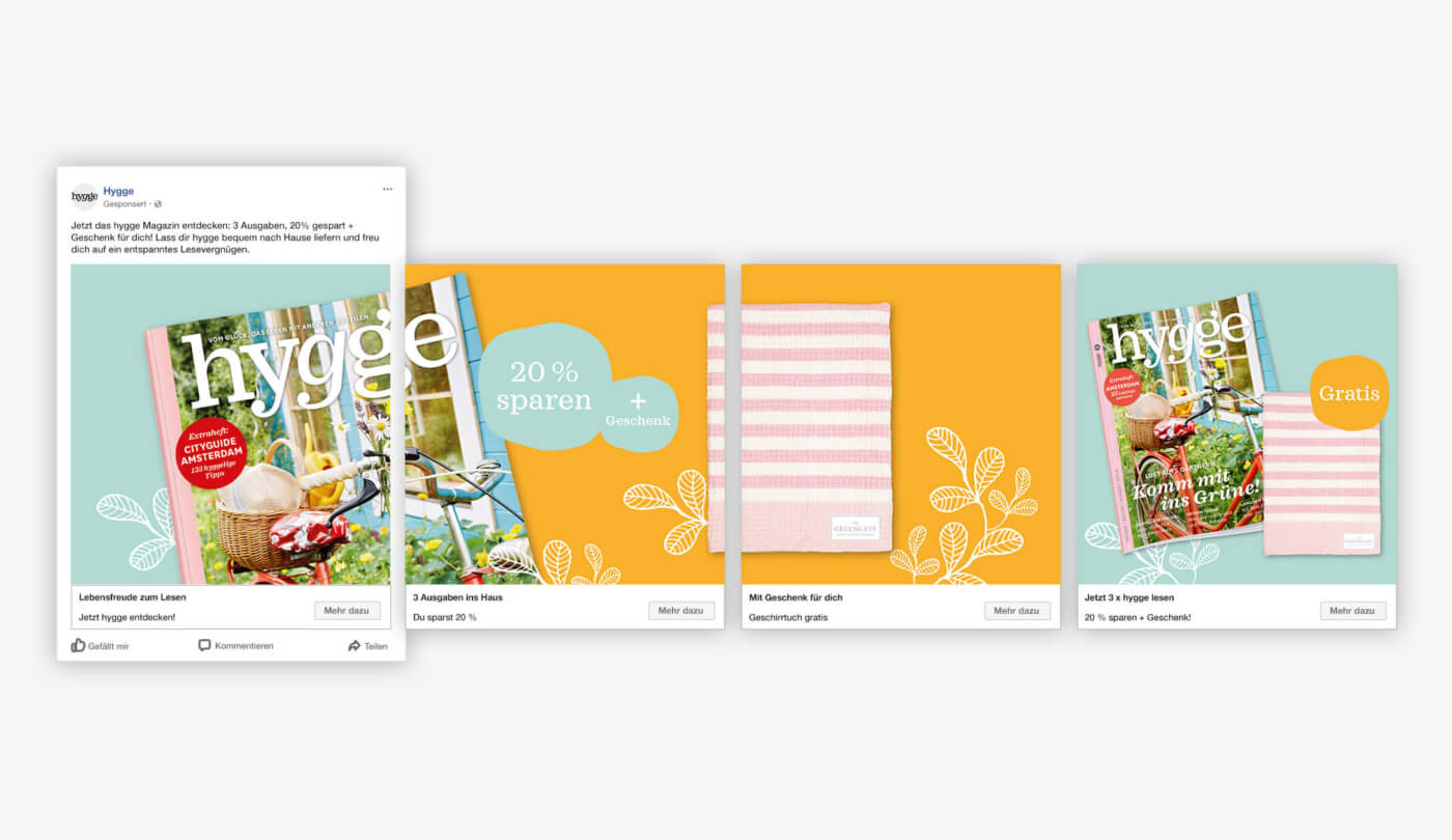 Facebook Carousel Ad für ein Testabo mit Prämie