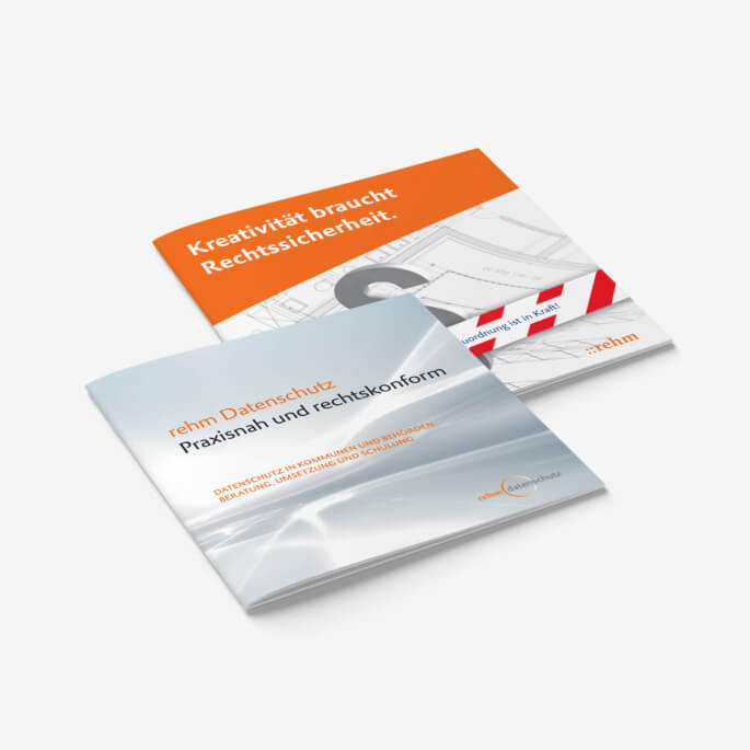 rehm Mailing-Prospekte zu den Themen Datenschutz und Bauordnung