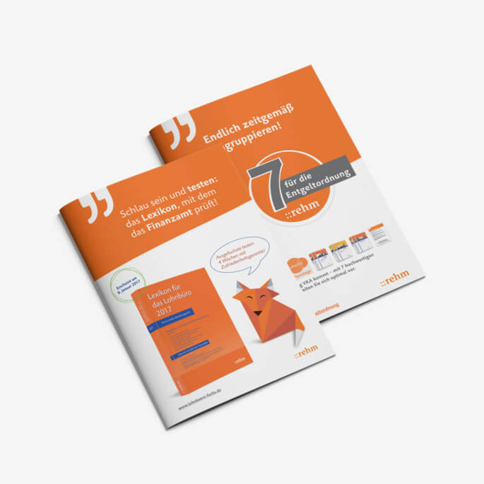 Folder für das rehm Lexikon Lohnbüro und die Produktgruppe Entgeltordnung