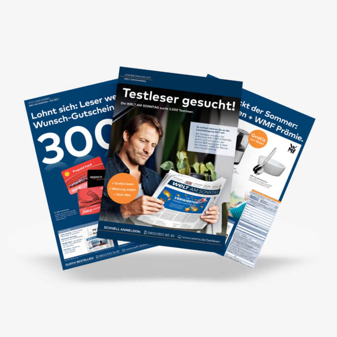 Verschiedene Abonnement-Anzeigen in der WELT AM SONNTAG