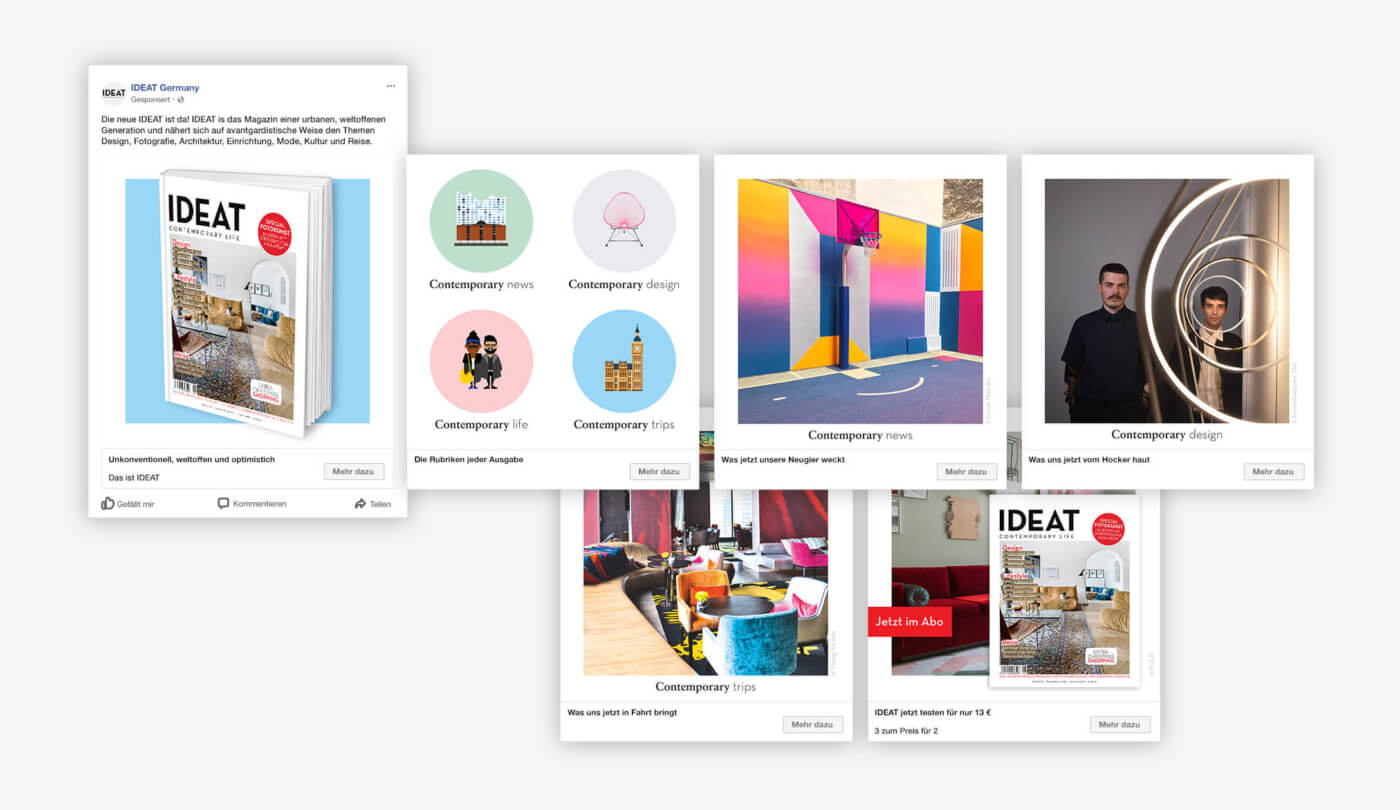 Carousel Ad zum Launch des Gruner + Jahr Design-Magazins IDEAT