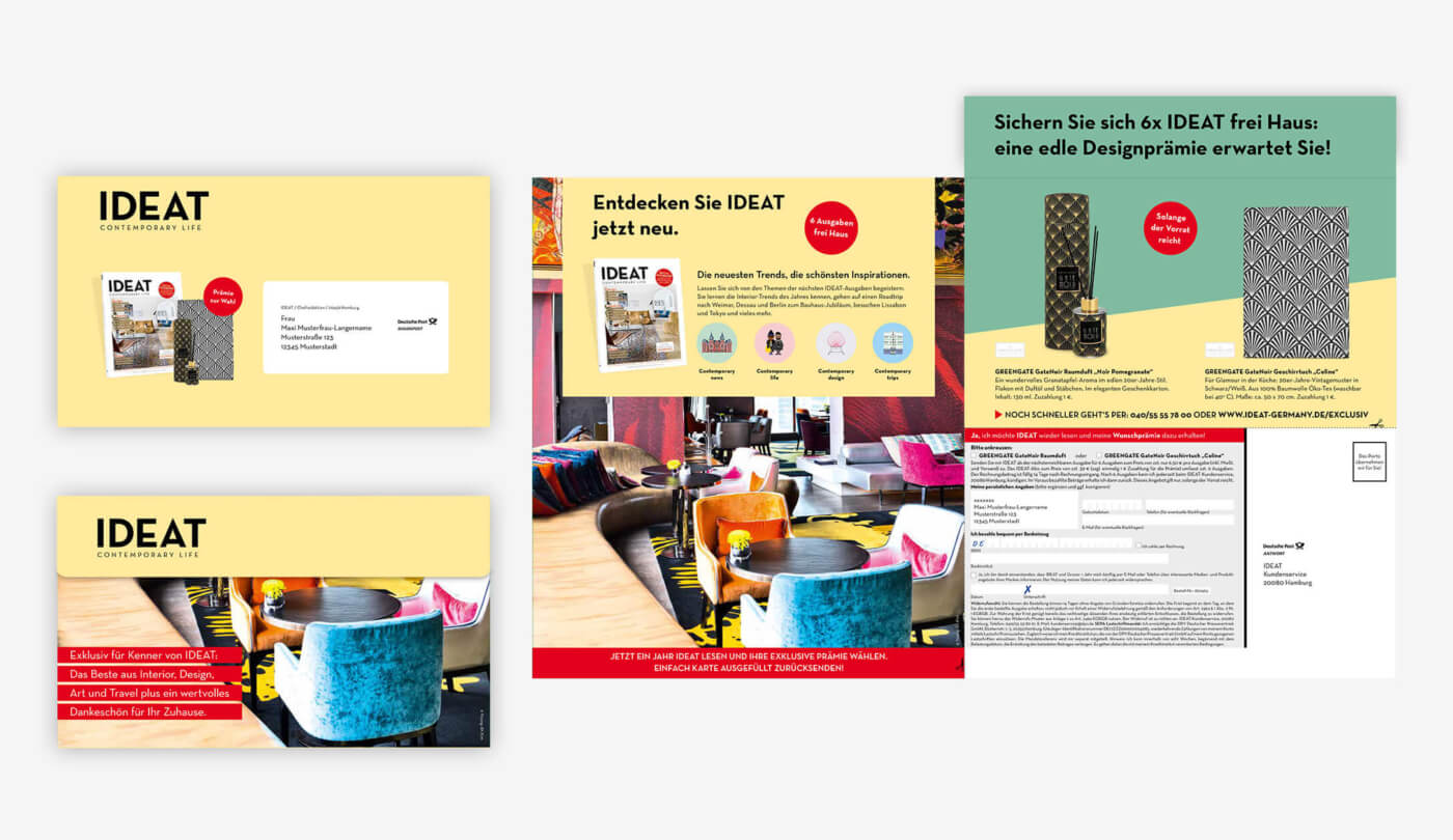 Selfmailer mit einem Abo-Angebot für IDEAT