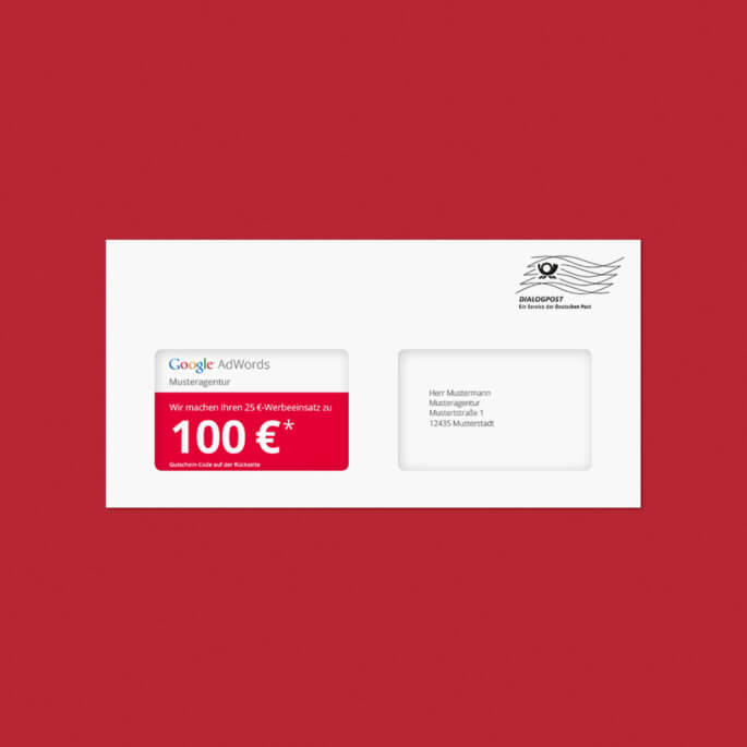 Google-Mailing mit Guthaben-Code-Card