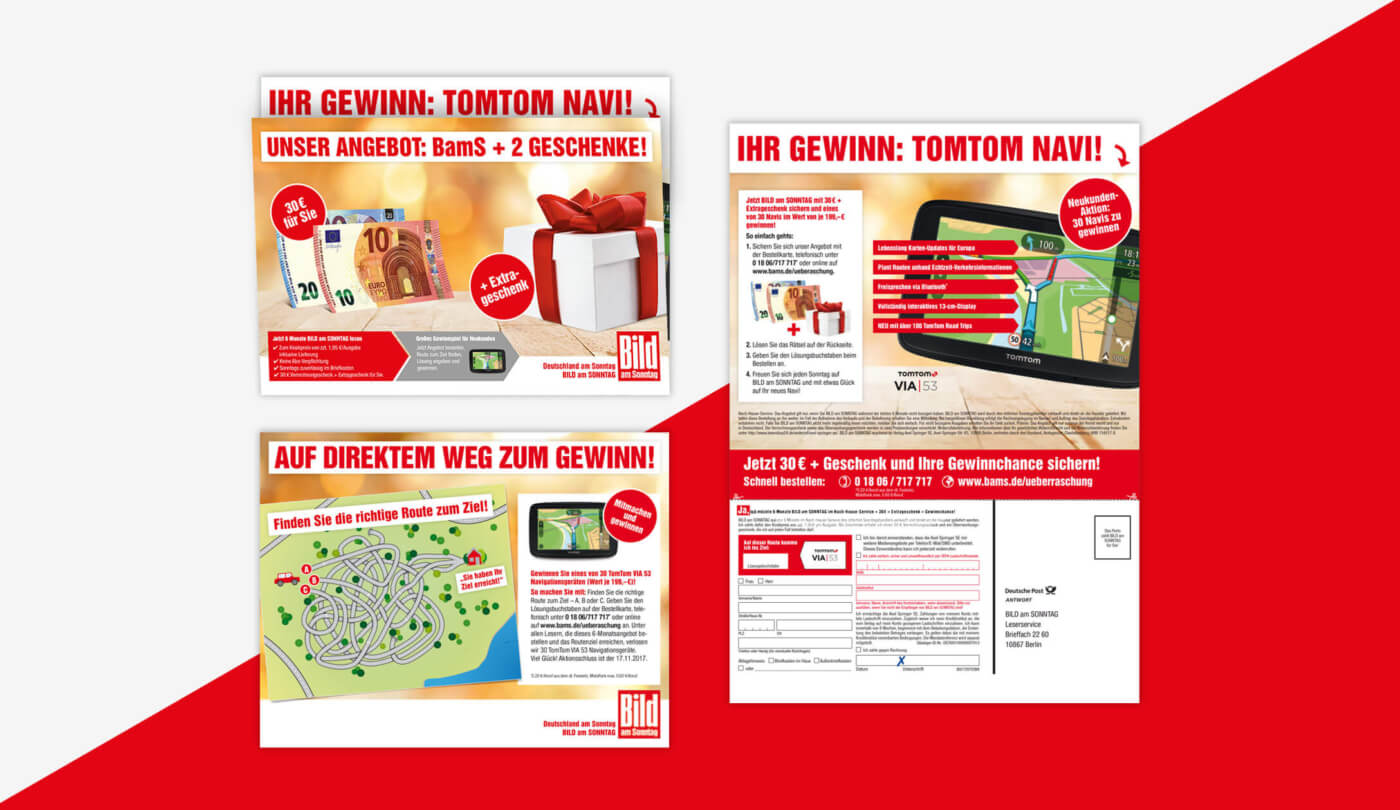 Eine Beilage in der BILD am SONNTAG mit Gewinnspiel und Aboprämie