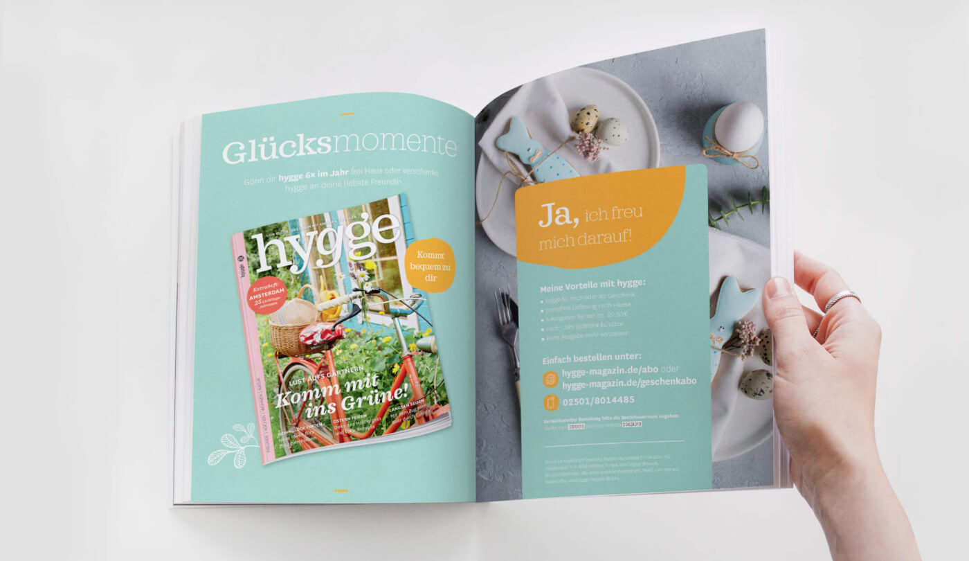 Hygge Ausgabe mit doppelseitiger Aboanzeige