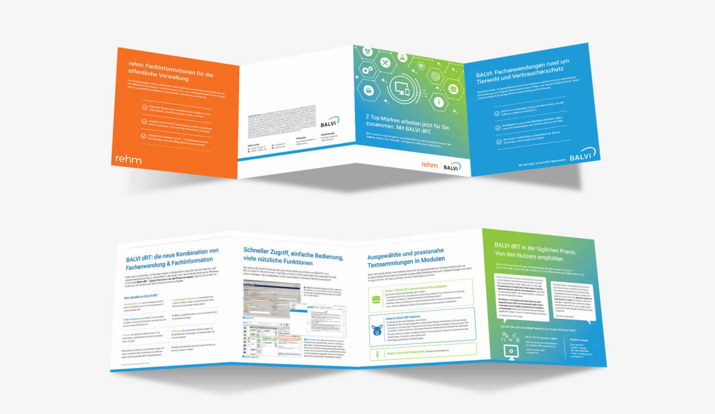 Printwerbemittel für die Kooperation von rehm mit dem Software-Anbieter balvi