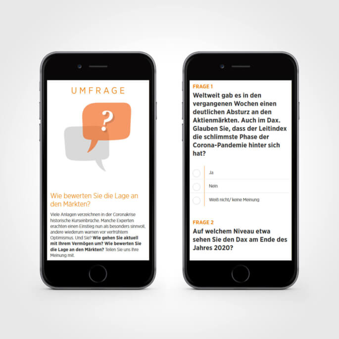 Handelsblatt Online-Umfrage auf einem mobilen Device