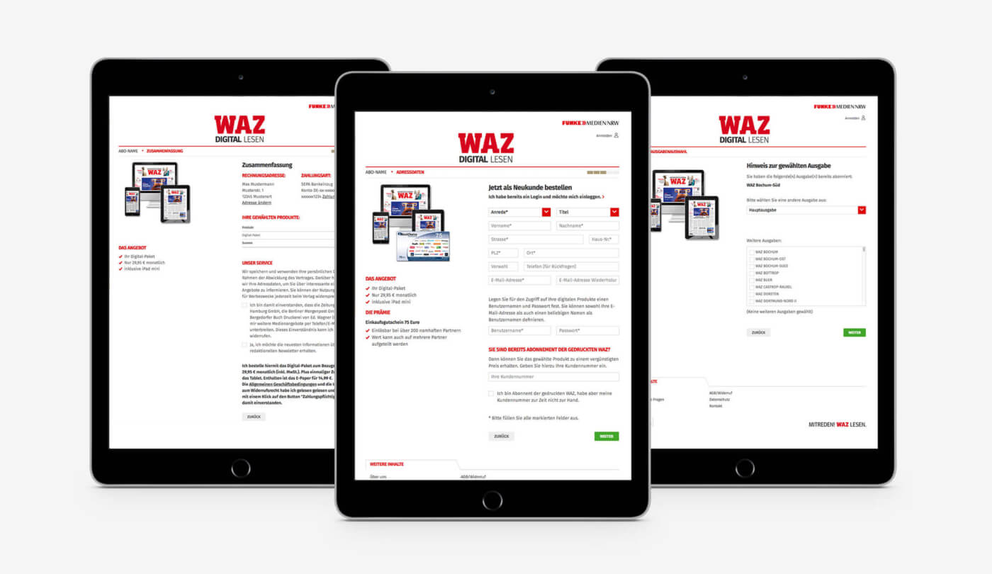 Bestellprozess im WAZ-Aboshop