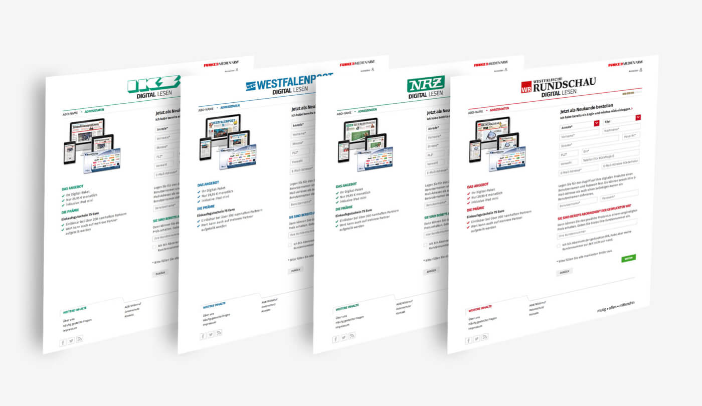 Adaption des WAZ-Shopdesign auf weitere Zeitungstitel